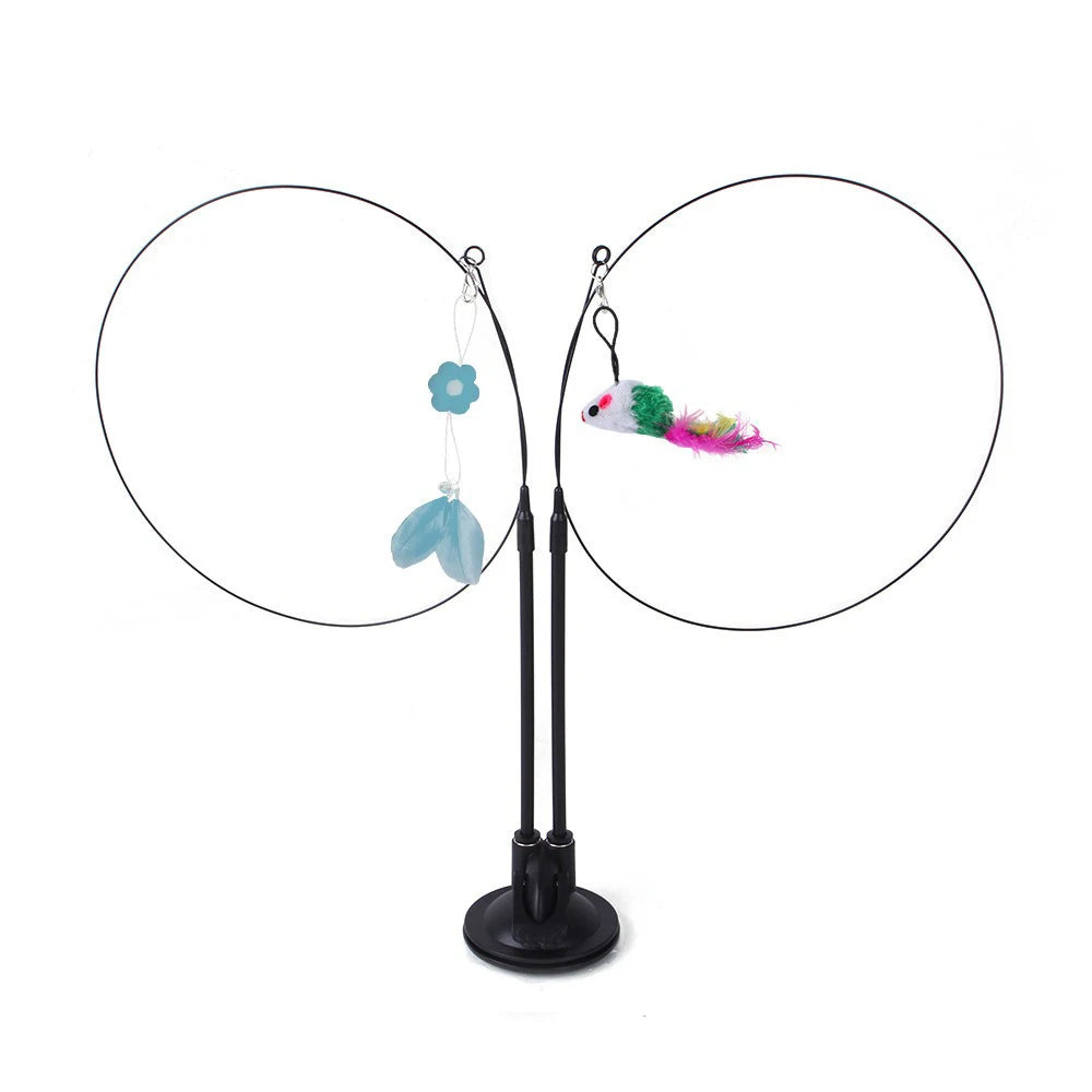 Cat Toys Simulation Bird interactive Sucker Feather Bird with Bell Cat Stick Toy for Kitten Playing Teaser Wand Toy Cat Supplies