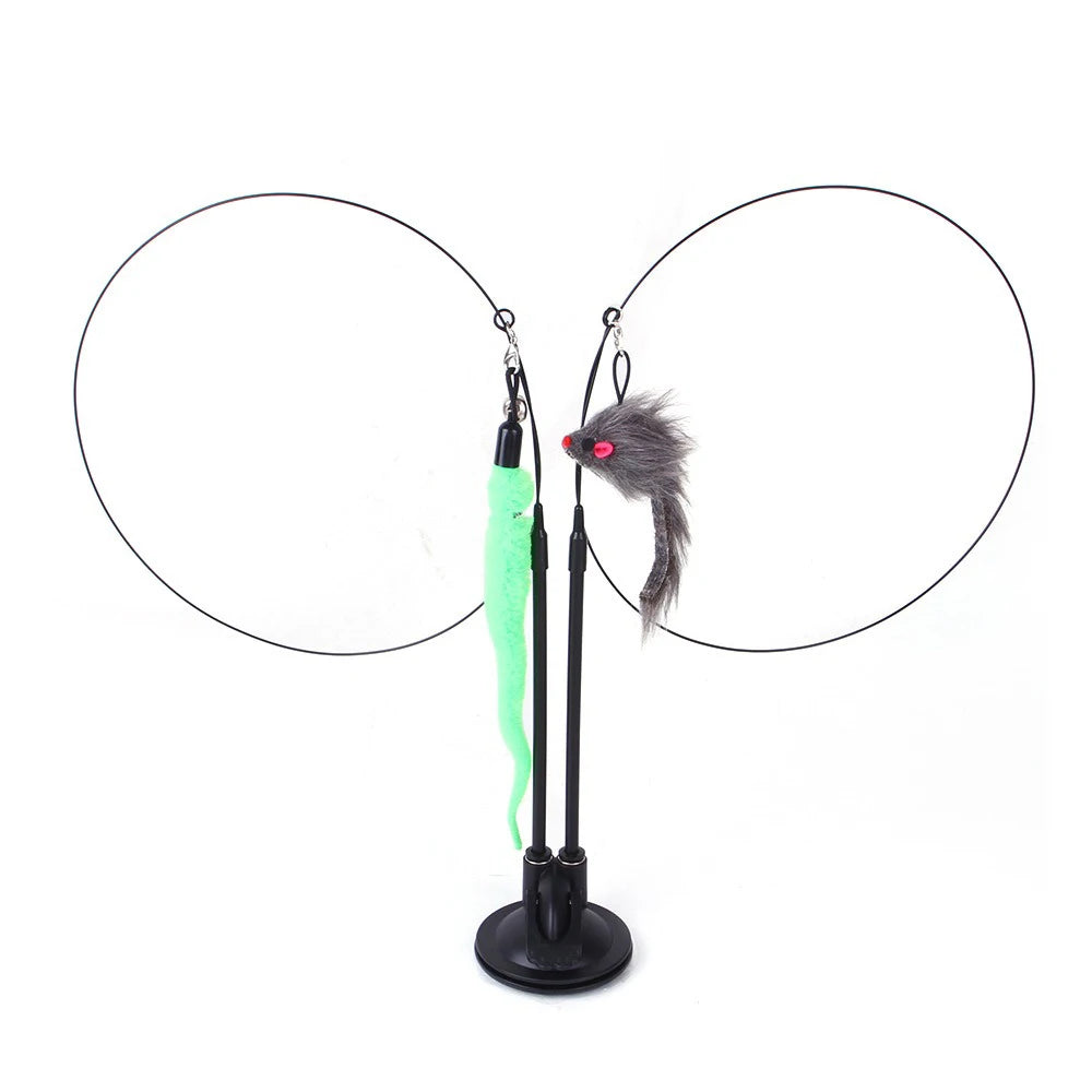 Cat Toys Simulation Bird interactive Sucker Feather Bird with Bell Cat Stick Toy for Kitten Playing Teaser Wand Toy Cat Supplies