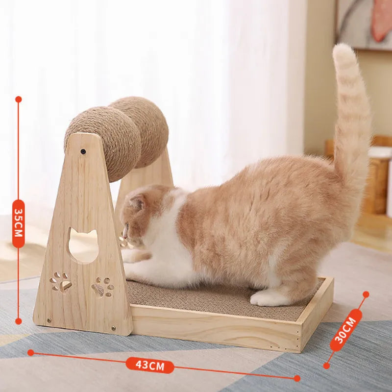 Sisal cat paw ball turntable solid wood cat scratching board durable scratching ball solid wood scratching board cat toy
