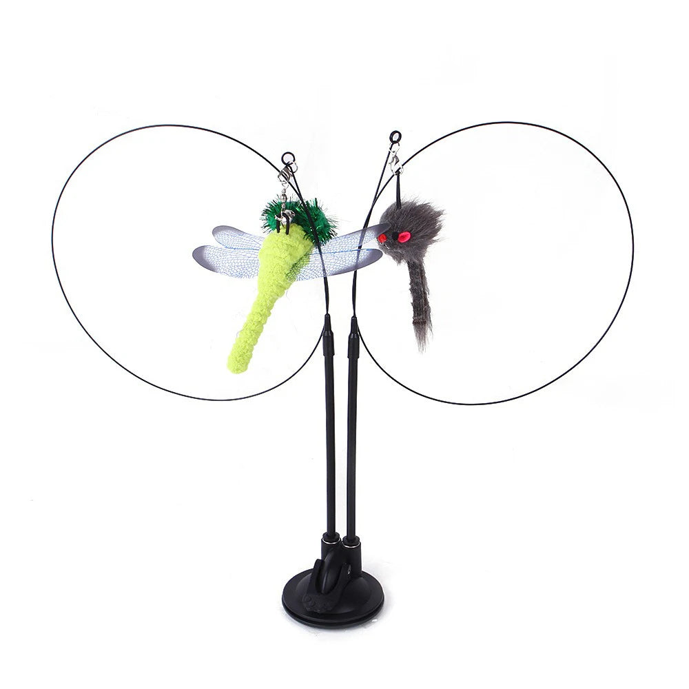 Cat Toys Simulation Bird interactive Sucker Feather Bird with Bell Cat Stick Toy for Kitten Playing Teaser Wand Toy Cat Supplies