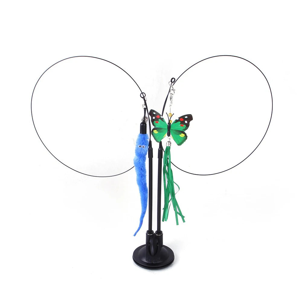 Cat Toys Simulation Bird interactive Sucker Feather Bird with Bell Cat Stick Toy for Kitten Playing Teaser Wand Toy Cat Supplies
