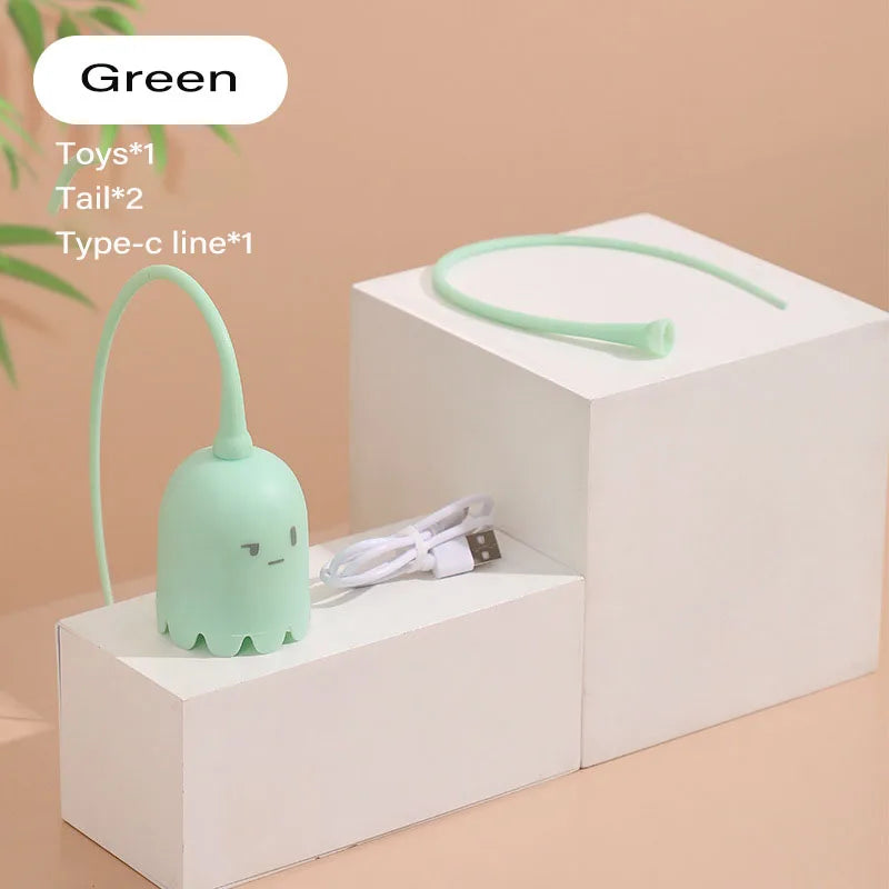 USB Electric Intelligent Rolling Ball Toy Cats Pet Silicone Automatic Rotate Mouse Tail Kitten Teaser Stick Interactive Cat Toys