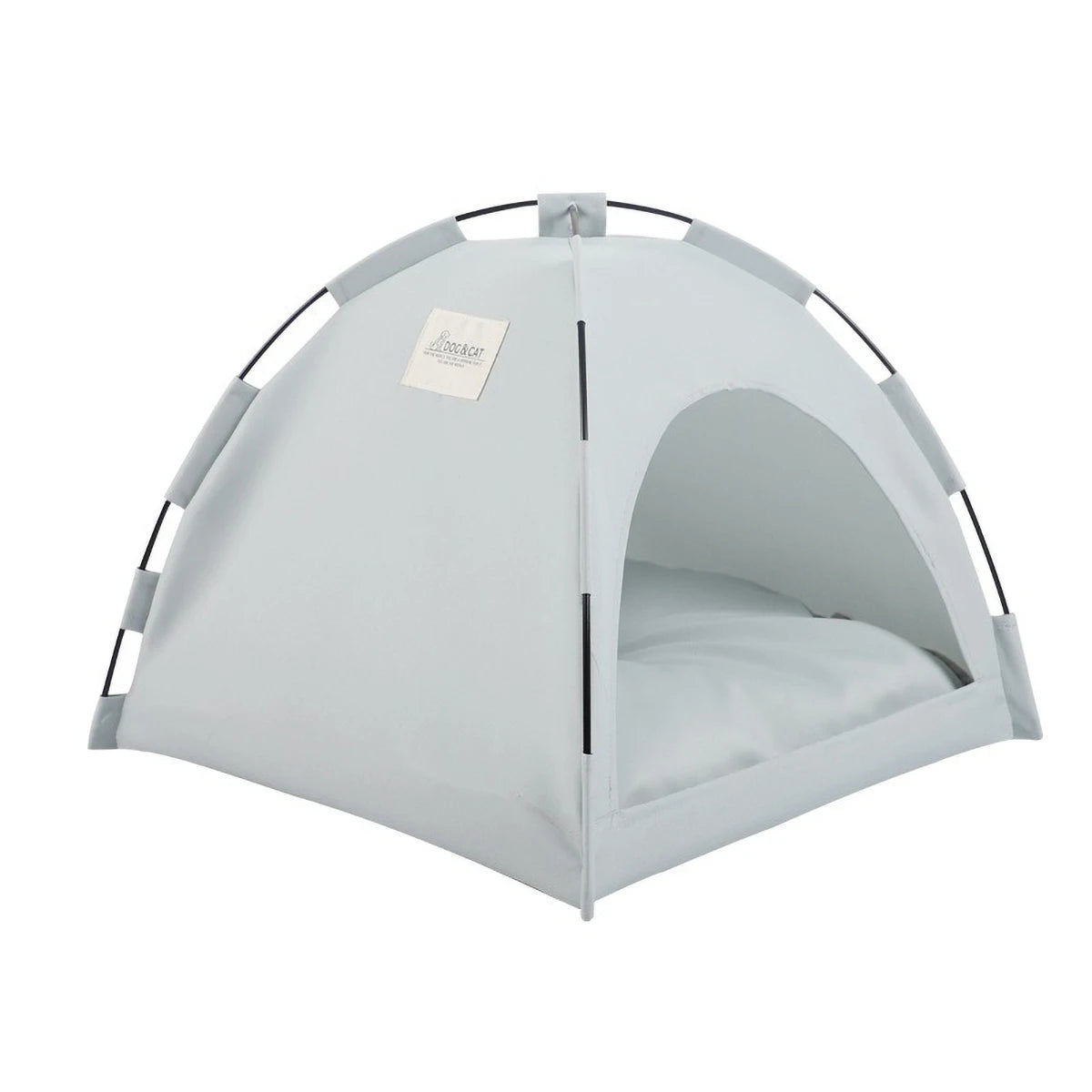 Summer Plain Color Pet Tent Bed, Breathable Canvas & Ice Silk Mat, Semi-Enclosed Design for Cats & Small Dogs Cats Beds