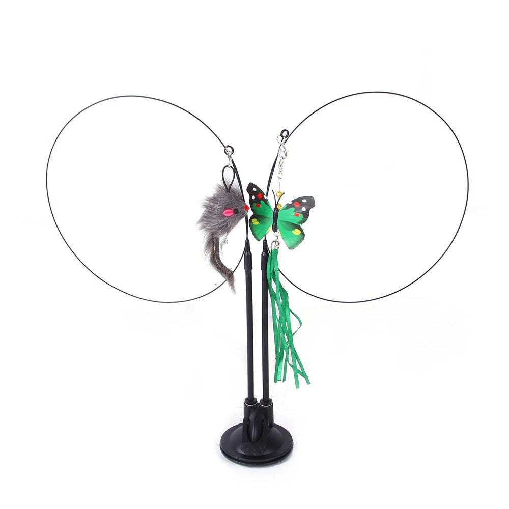 Cat Toys Simulation Bird interactive Sucker Feather Bird with Bell Cat Stick Toy for Kitten Playing Teaser Wand Toy Cat Supplies