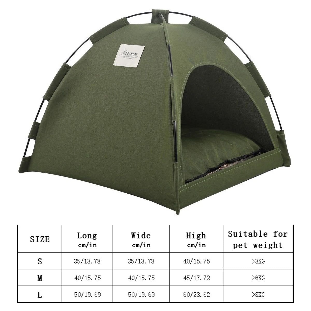 Summer Plain Color Pet Tent Bed, Breathable Canvas & Ice Silk Mat, Semi-Enclosed Design for Cats & Small Dogs Cats Beds