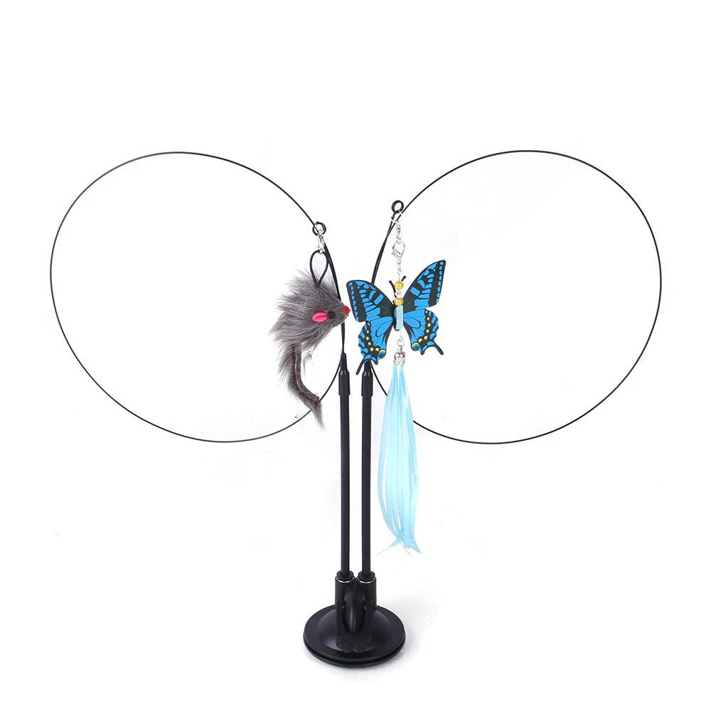 Cat Toys Simulation Bird interactive Sucker Feather Bird with Bell Cat Stick Toy for Kitten Playing Teaser Wand Toy Cat Supplies