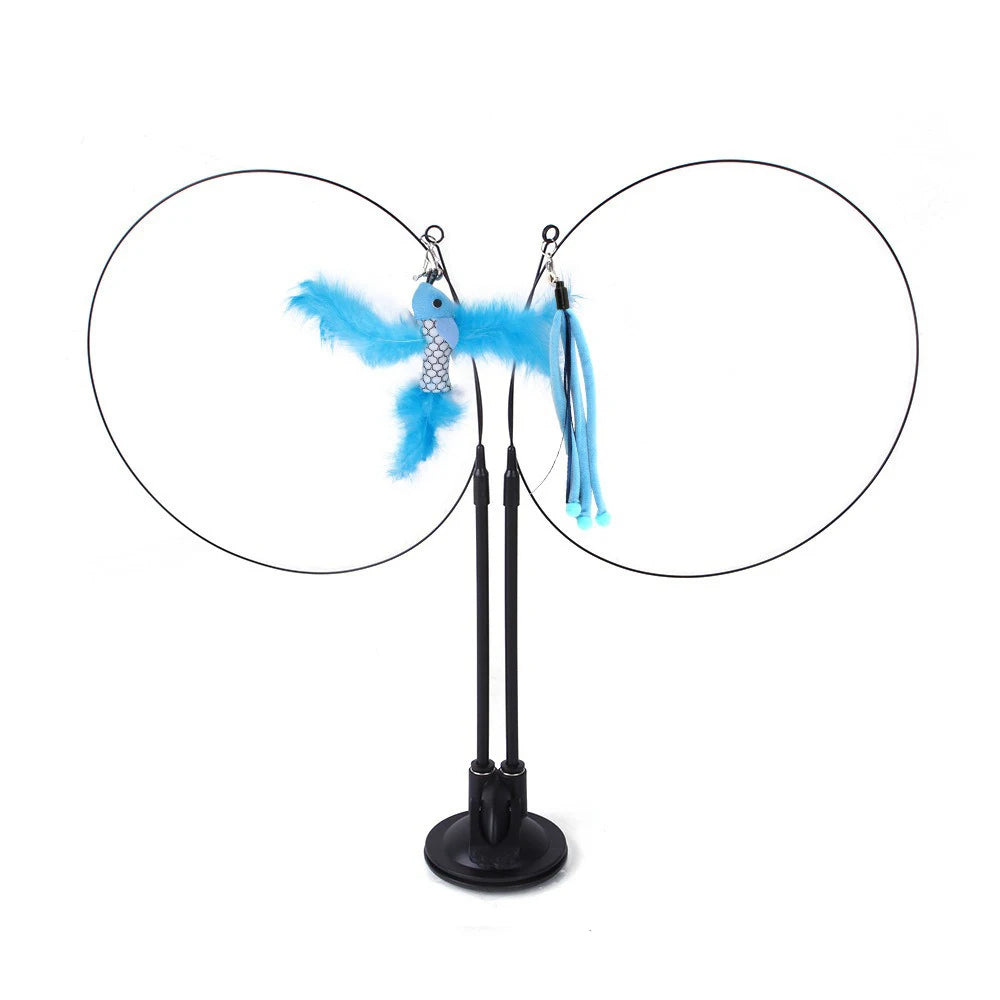 Cat Toys Simulation Bird interactive Sucker Feather Bird with Bell Cat Stick Toy for Kitten Playing Teaser Wand Toy Cat Supplies