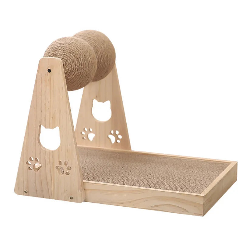 Sisal cat paw ball turntable solid wood cat scratching board durable scratching ball solid wood scratching board cat toy