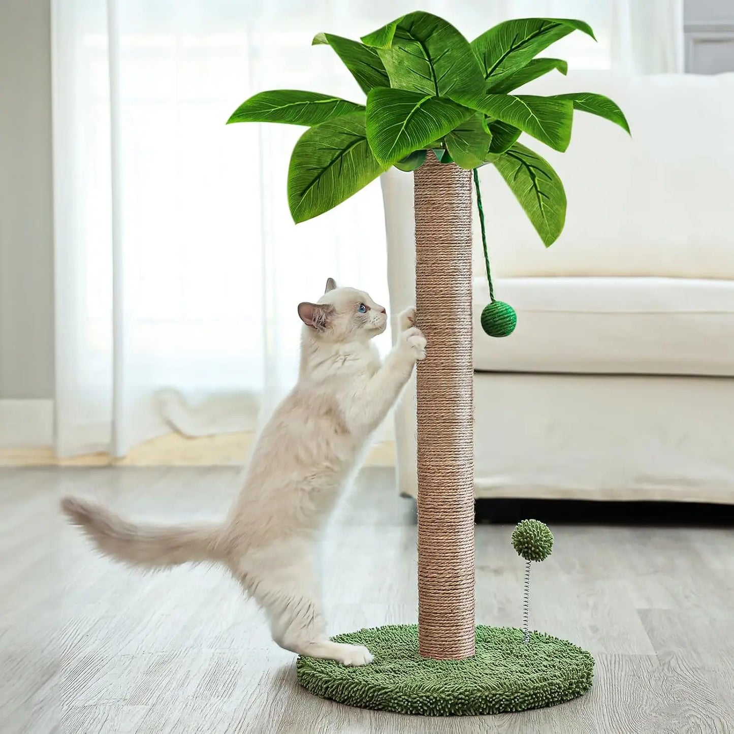 Cat Tree with Hammock and Premium Sisal Scratching Post,Activity Dangling Ball and Spring Ball for Indoor Kittens/Cats